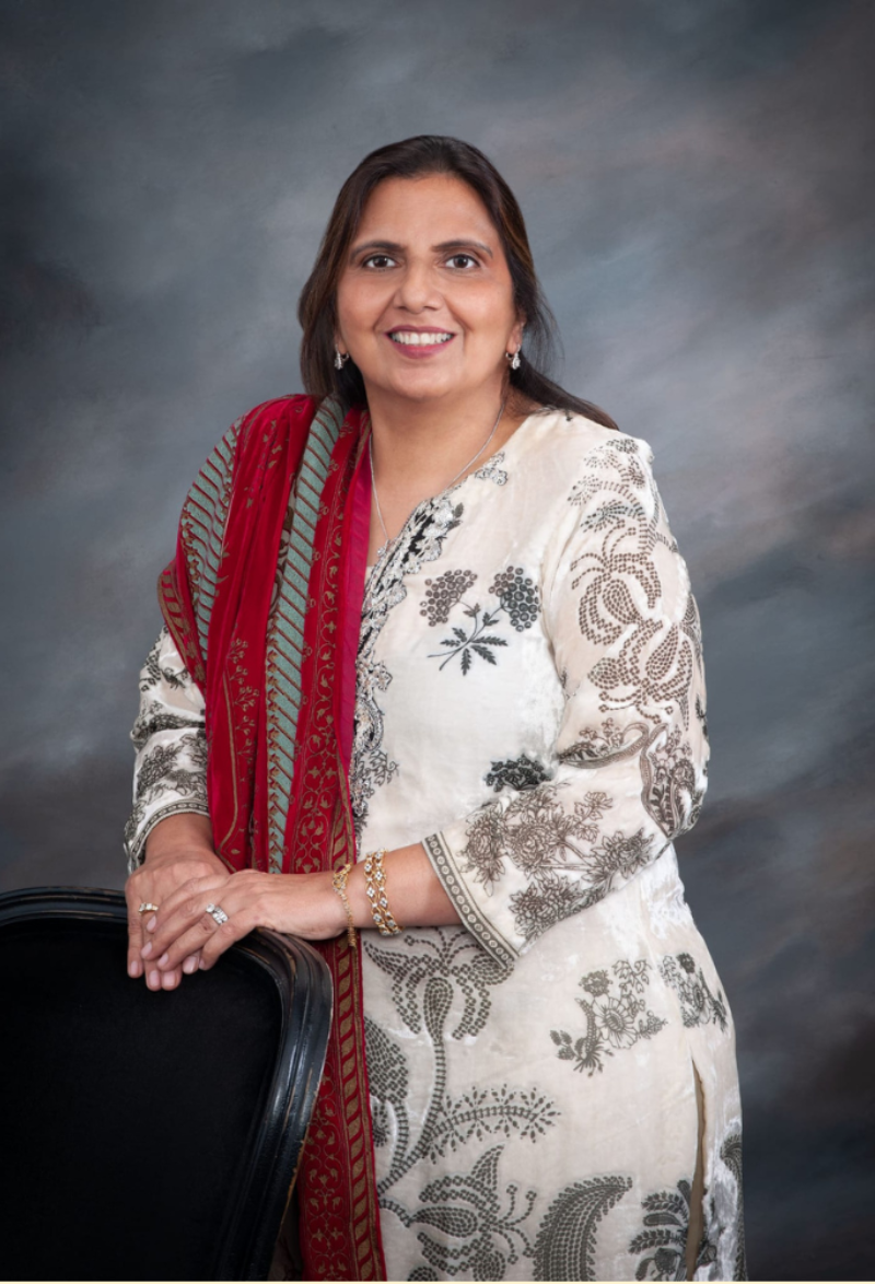 Portrait of Mrs. Ismat Shehzad, founder of Ismat Shaadi Services