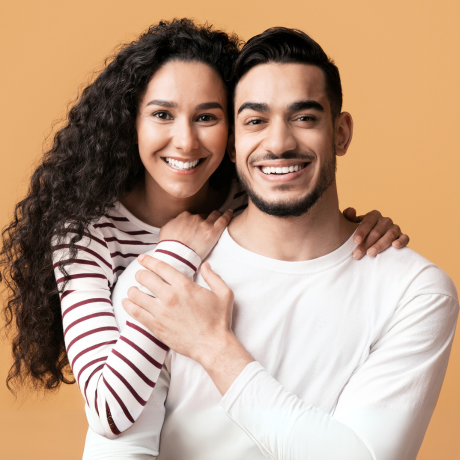 Happy Muslim couple smiling together, ideal match through trusted Muslim matrimonial services in north-bergen