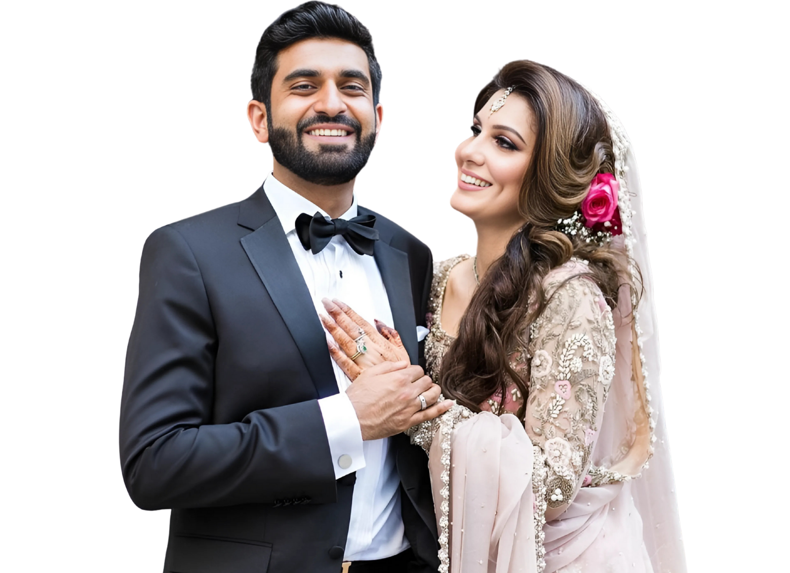 Muslim couple in formal attire showcasing Philadelphia Islamic matchmaking services  